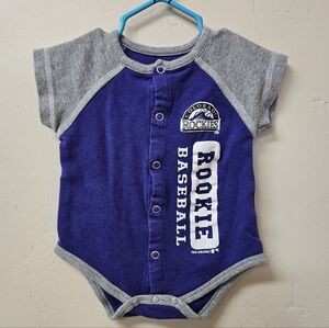 Gray and Purple Baseball Onesie